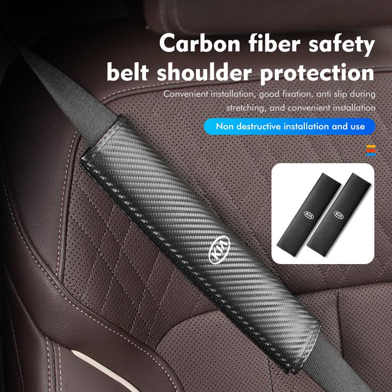 AGF3 Carbon Fiber Leather Car Seat Belt Cover Shoulder Pad Neck Protection For KIA Rio K5 K2 Sportage Ceed Sorento Picanto Stinger
