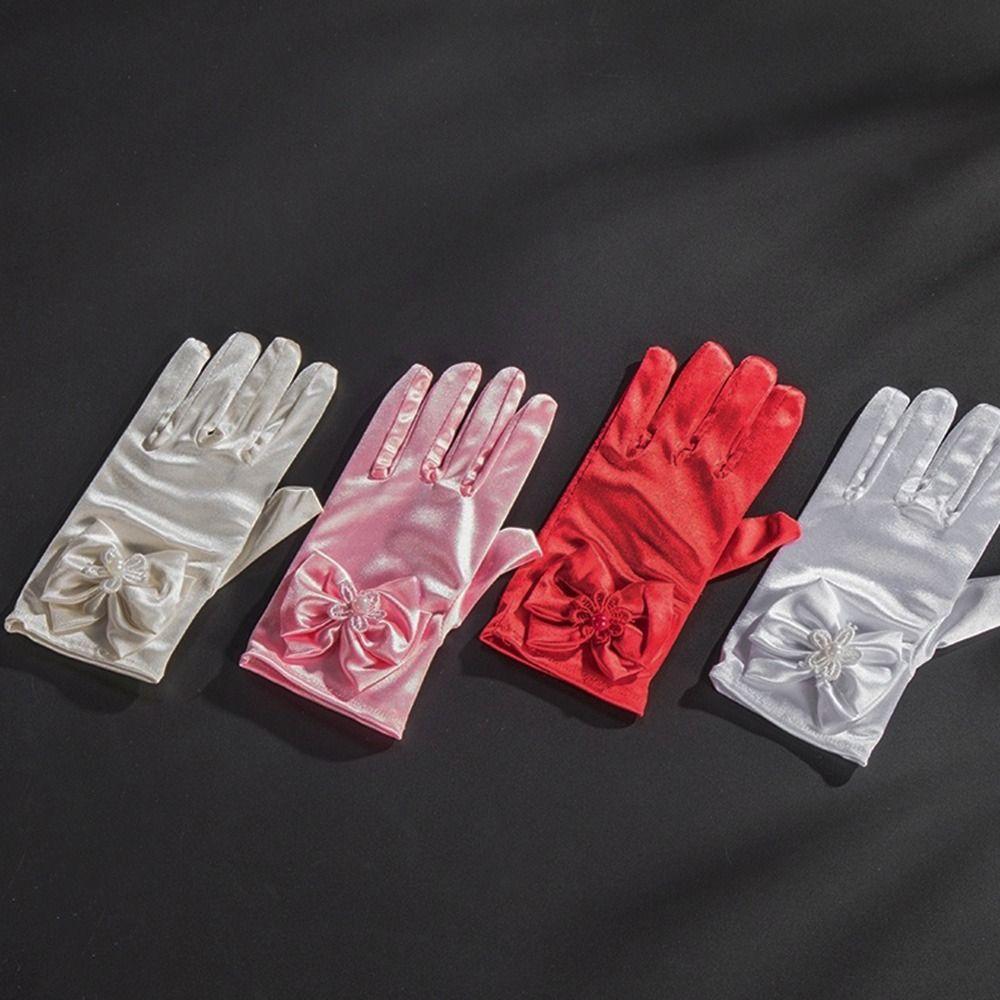 Dance Performance Stage Gloves Full Finger Mittens Wedding Flower Girl's Gloves Princess Gloves