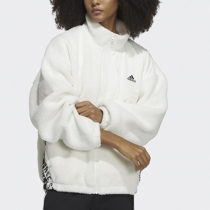 adidas Куртка-боа с боковыми полосками Женская куртка Белая HD0362