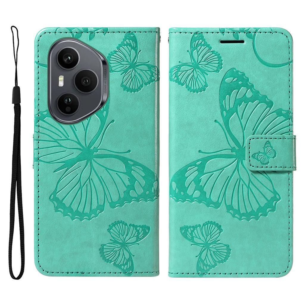 Для Honor 400 Pro 5G (Глобальный) Чехол-кошелек Кожаный чехол для телефона с цветочным тиснением и бабочками Подставка