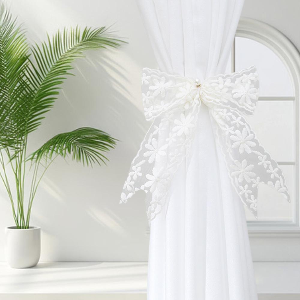 2Pcs/set Lace Bow-knot Curtain Strap Adjustable Window Curtain Buckles Creative Curtain Fixator