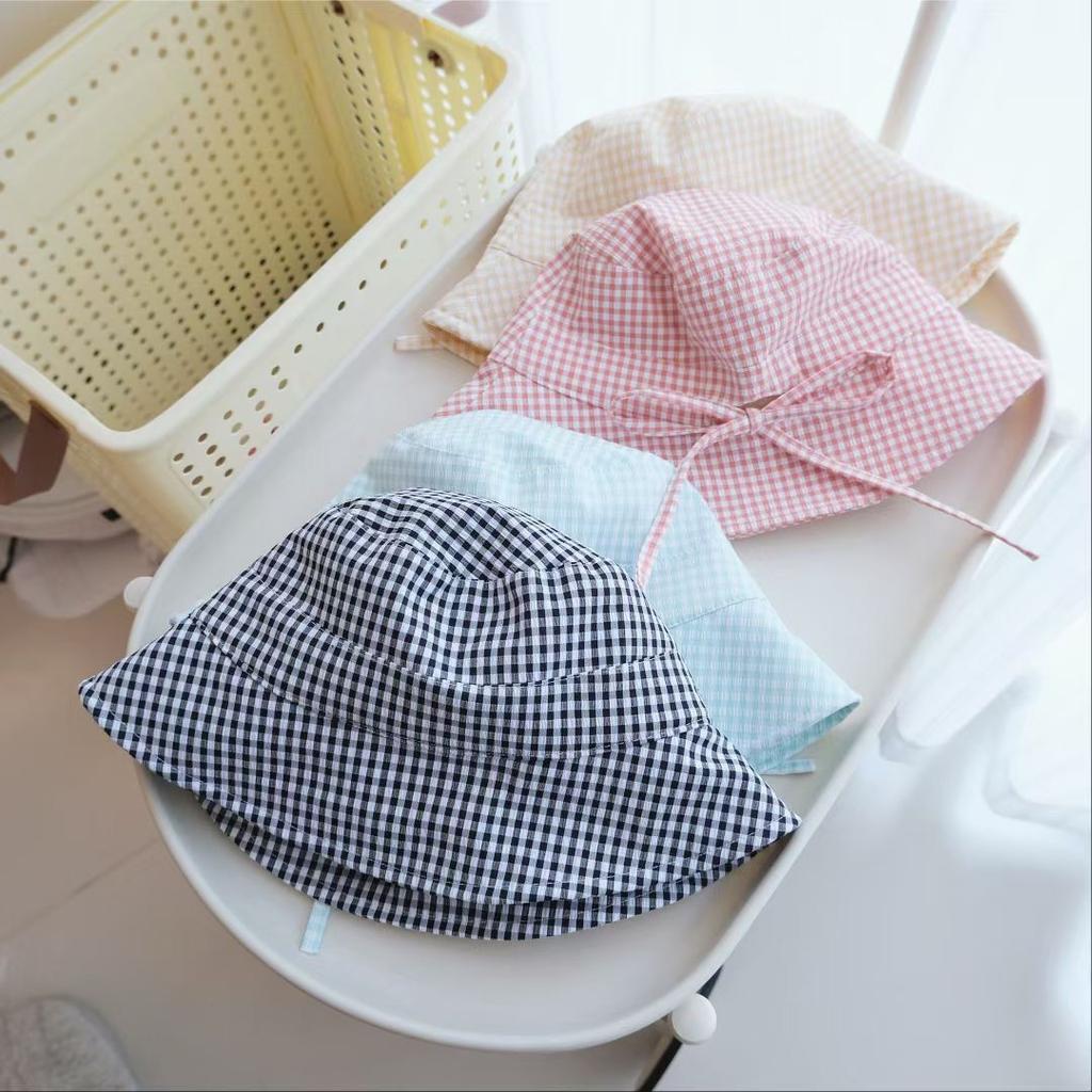 Женская клетчатая шляпа-ведро, летняя ультрафиолетовая дорожная шляпа с бантом и козырьком, солнцезащитная шляпа с полями