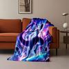 A glowing, humanoid figure with cosmic and lightning effects around. for all seasons blanket lunch break throw gift