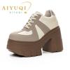 Fashion Women High Heels 2024 New Spring Heels High 11cm Platform Women Fashion Shoes Matching Color Lace-up Genuine Leather Women Shoes