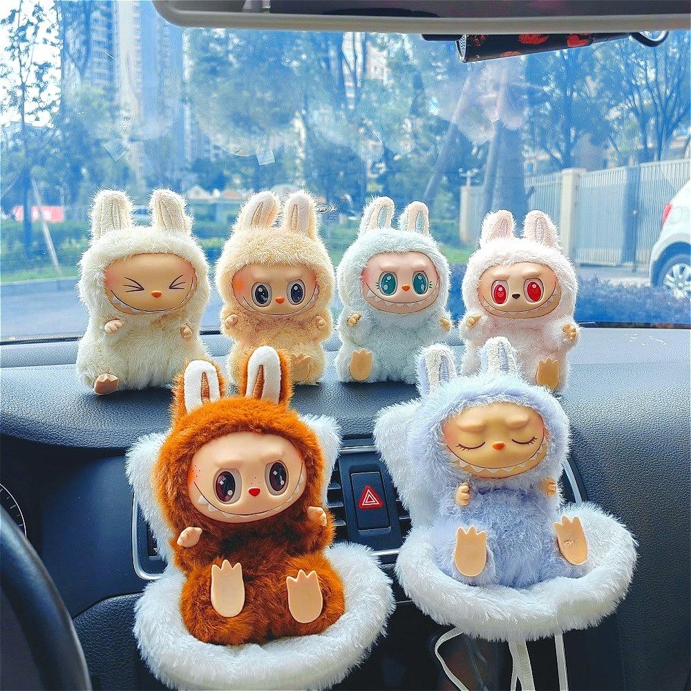 Car Plush Ornament Anime Figure Labubu 1.0 Monster Vinyl Blind Box Series Heartbeat Macaron Doll Kids Gift Birthday Toy Air Outlet Ornament