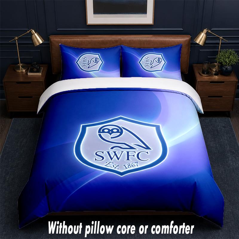 Sheffield Wednesday Football Design Bed Bedding Set 1 Duvet Cover + 2 Pillowcases Soft Breathable Household Bed Linens