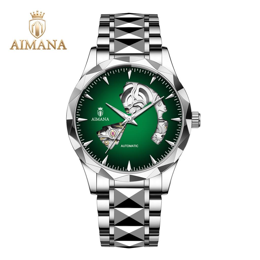 Роскошные мужские автоматические часы с автоподзаводом Стальной браслет Часы Светящиеся Водонепроницаемые Механические наручные часы