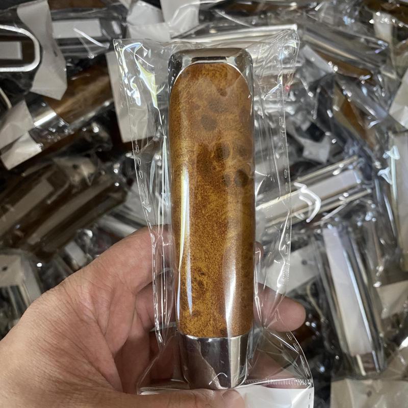 Mahogany Car Handbrake Cover - Carbon Fiber Pattern, Decorative and Protective Cover