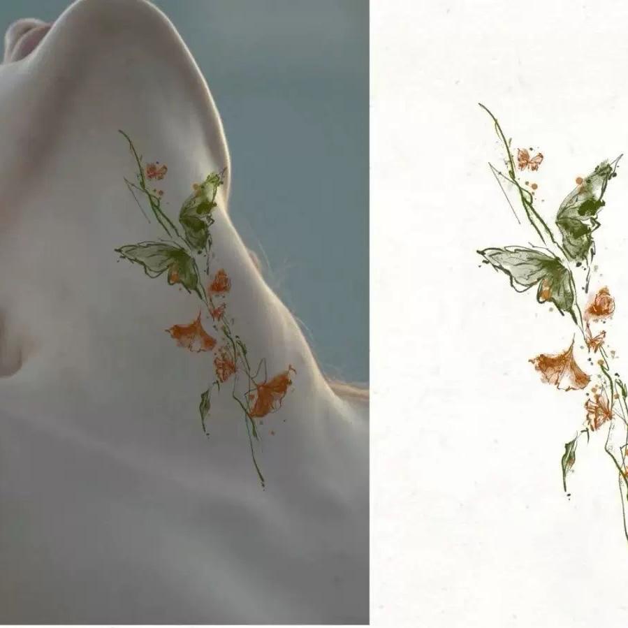 Горная бабочка Весенняя зеленая бабочка Высокая красота Маленькая цветная бабочка татуировка наклейка водонепроницаемая прочная свежая наклейка