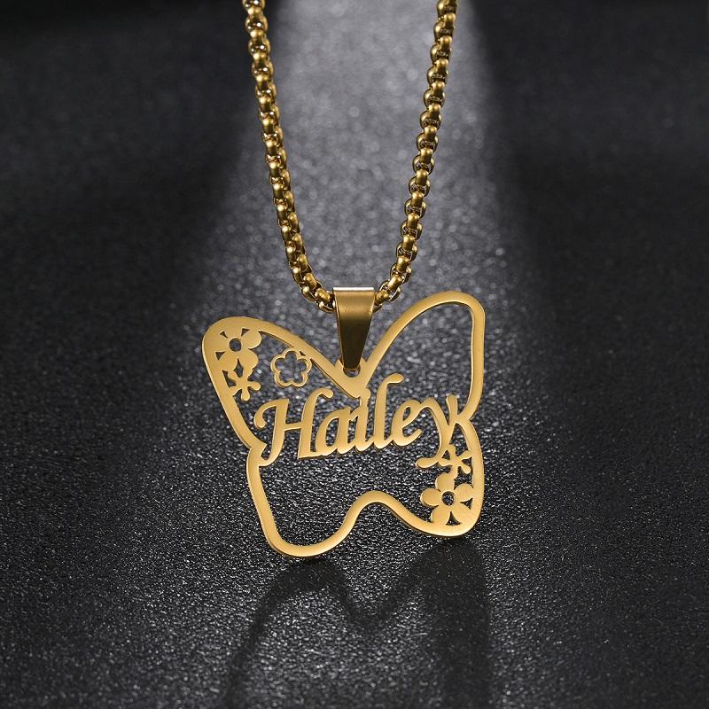 Custom Name Necklace Custom Jewelry Stainless Steel Personalized Crown Pendant For Women Men Collars Thick Chain Gifts