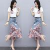 Elegant and Slim-Fitting Denim Skirt with Floral Print for Ladies