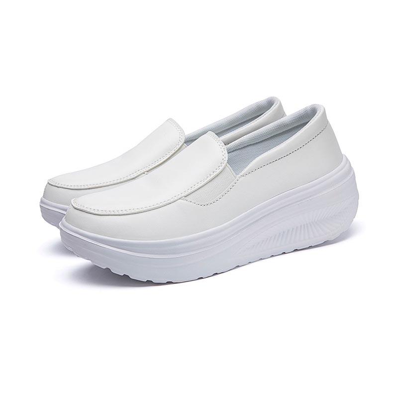 Женская кожаная обувь, качели, рабочая обувь для медсестер на платформе