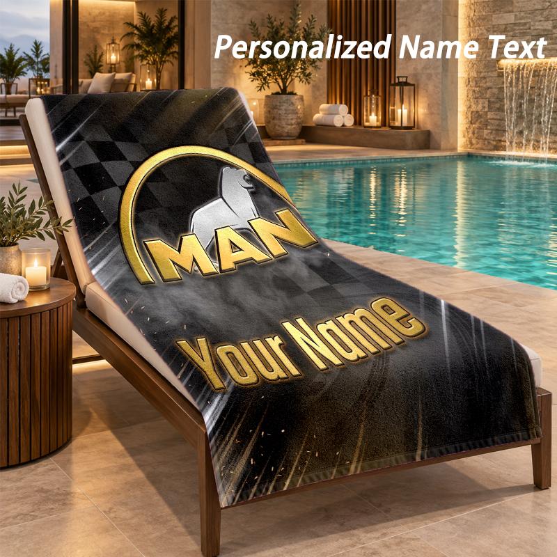 Custom Text MAN Truck Print Beach Towel Large Towel For Home Bathroom Beach