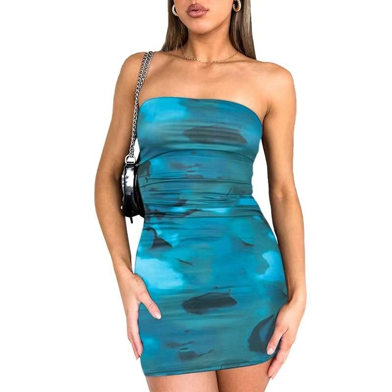Женские летние сексуальные платья-футляры с принтом и запахом на бедрах