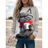 Fashion Women's Cute Cat Graphic Sweatshirts 3D Print O-Neck Long Sleeve Tops Women's Apparel Y2K Streetwears Fall Pullover