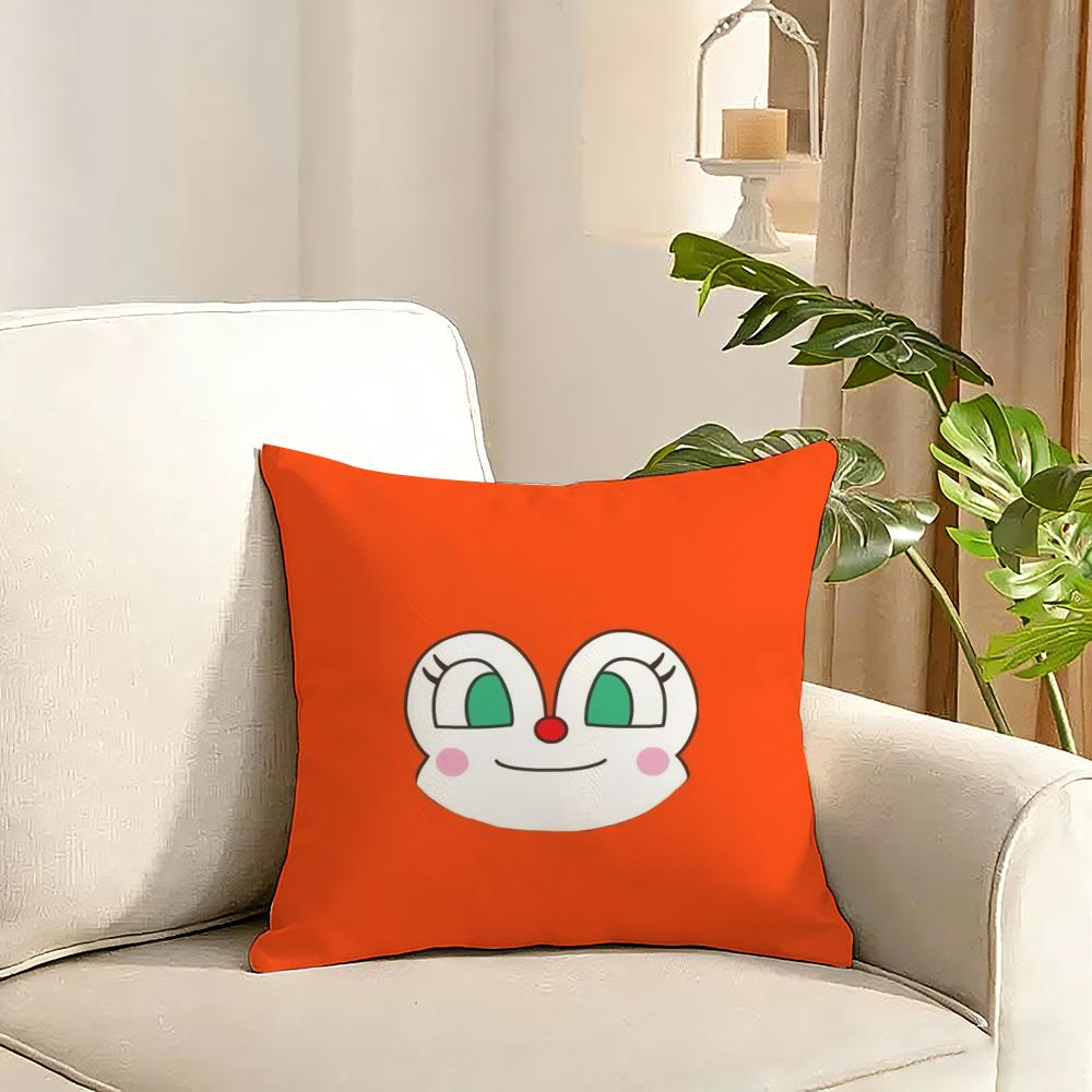 Anime Kawaii AAnpanman Cushion Cover Reversible Plush Pillow Cover Soft Fluffy Home Decor for Sofa Bedroom