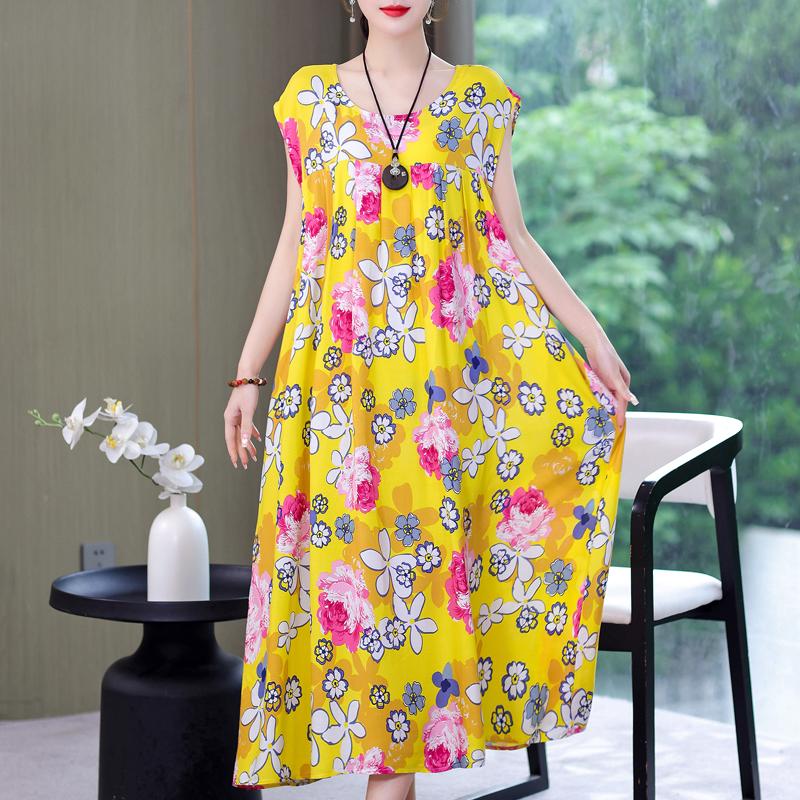 Летнее винтажное платье больших размеров, женские свободные повседневные элегантные длинные платья без рукавов большого размера