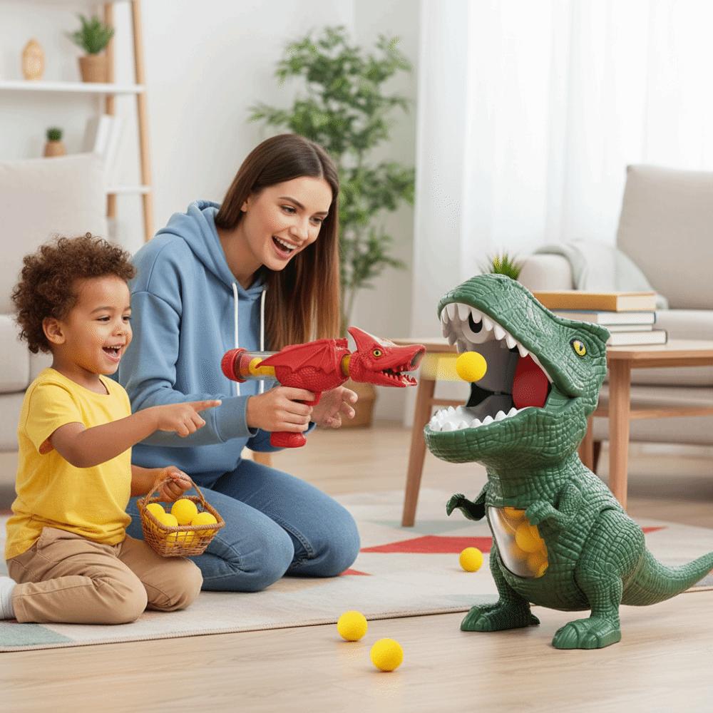 Soft Ball Design Dinosaur Launch Ejector Competition Feature Pneumatic Soft Ball Children Play