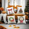 С Рождеством красный бант Наволочка Короткий плюш Двусторонняя печать Квадратные наволочки для диванных подушек Домашний декор подушек