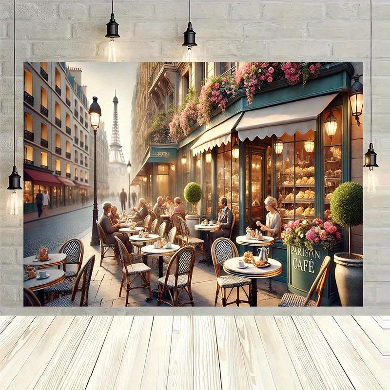 One elegant Parisian café backdrop fabric, suitable for background decoration, rooms, and gardensDJH