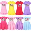 5015 Kids Girls Mira Zoey Rumi Printed Ruffle Short Sleeves Casual Dress