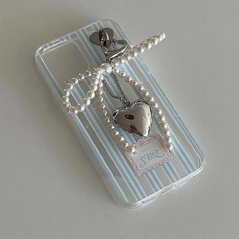 Нежный брелок с бусинами, подвеска ручной работы, жемчужный бант, брелок в форме сердца, украшение из жемчуга для сумок, телефонов