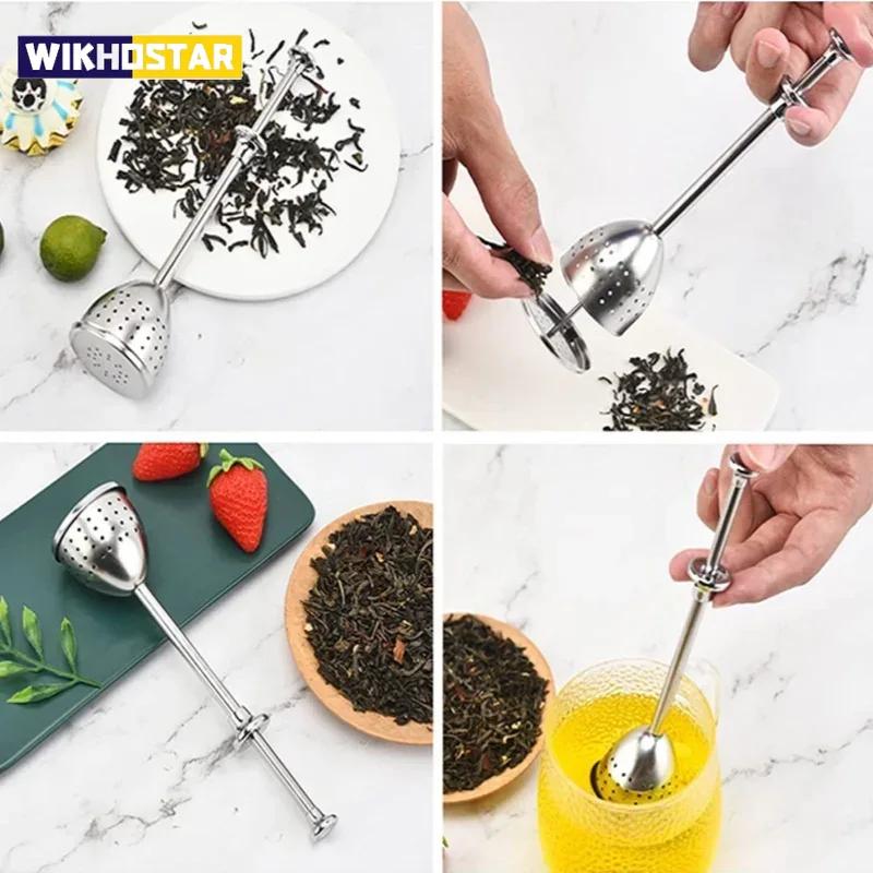 304 Stainless Steel Tea Filter Recyclable Tea Strainer Ball Metal Tea Bag Teapot Adjustable Tea Infuser Filter Kitchen Gadget