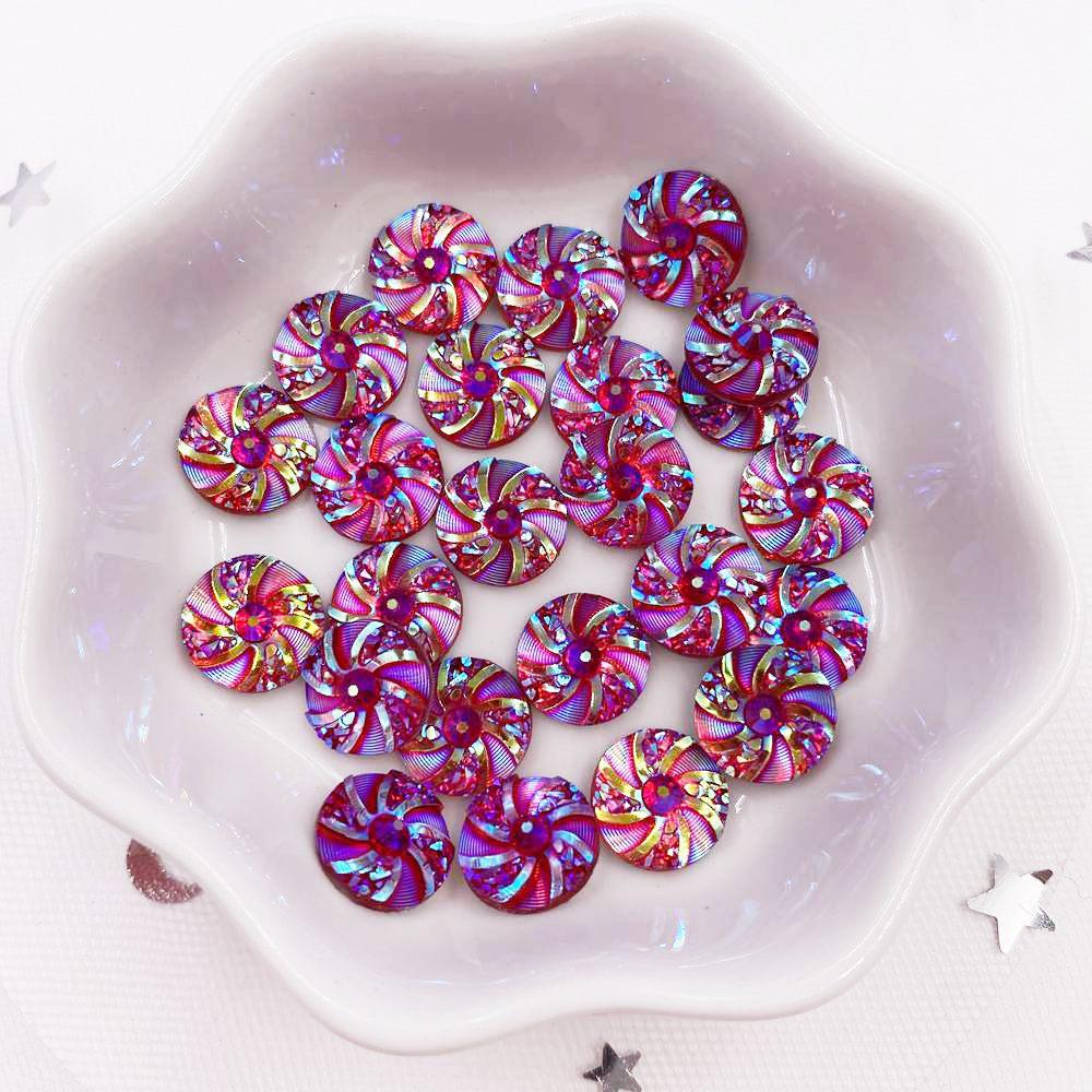 Блестящие 80 шт. AB смолы 10 мм вихрь круглые плоские задние аппликации со стразами DIY свадебный альбом ремесло