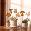 Animal Silhouette Garden Stakes Rusty Iron Hedgehog Stakes Planter Insert Owl Squirrel Mushroom Stakes for Window Box Flower Pot Bonsai