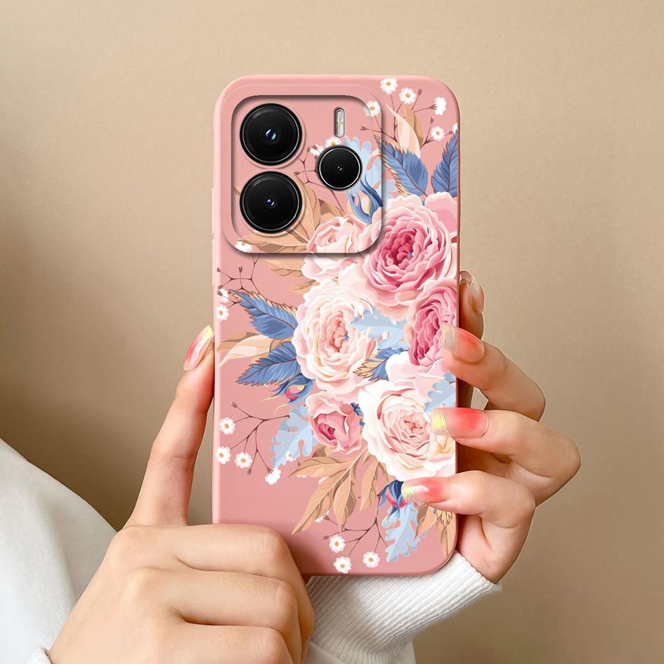 Чехол для телефона Redmi Note 11 12 14 12S 12R 12Turbo 11S 11E 11T 14S Pro Plus 4G 5G Роскошный цветочный жидкий силиконовый защитный чехол для камеры для Redmi Capa