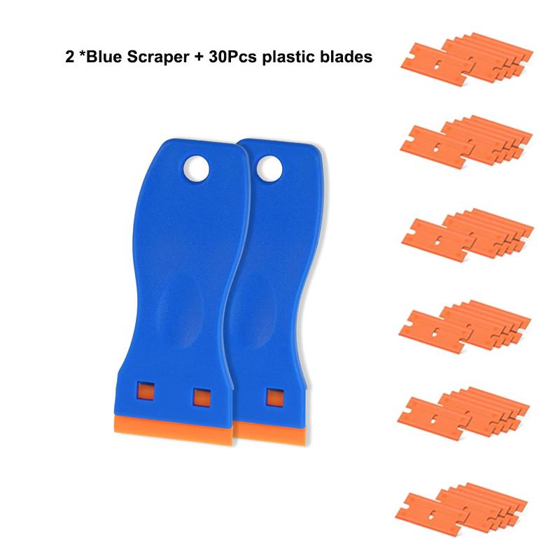 No-Scratch Cleaning Scraper Tool Wall Paint Scraper with Plastic Razor Blades Window Glass Adhesive Decal Remover Kit 13/32Pcs