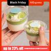 50Pcs 150/250ml Disposable Salad Cups Clear Plastic Round Shape Dessert Cups with Lid Leak-Proof with Lid