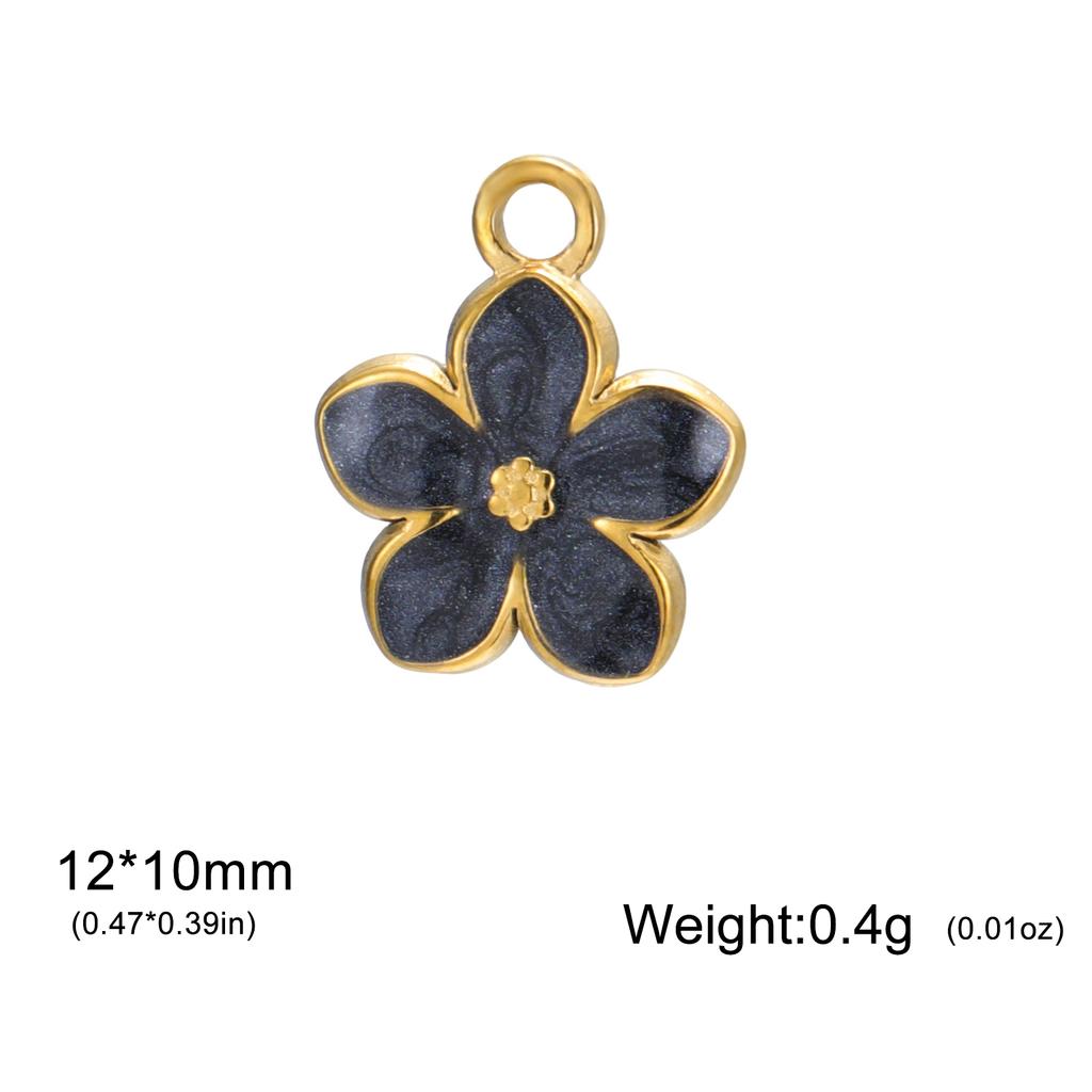 1pc Enamel Flower Charms for Jewelry Making Stainless Steel Gold Pendant for Earring Necklace Bracelet Accessories