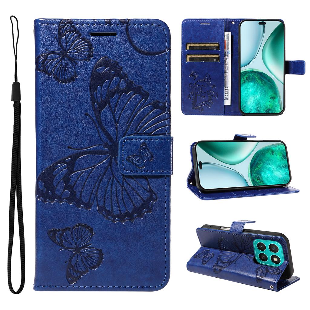 For Honor X8c 4G Wallet Case Floral Butterfly Imprinted Leather Phone Cover Stand