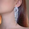 High-Grade Luxury Super Flash Full Diamond Long Tassel Earrings Temperament Earrings Female Earrings 1 Pair