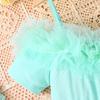 Girls' Elegant Princess Mesh Lace Neckline Halter Dress 2025 Summer Children's Fashion Casual Dress