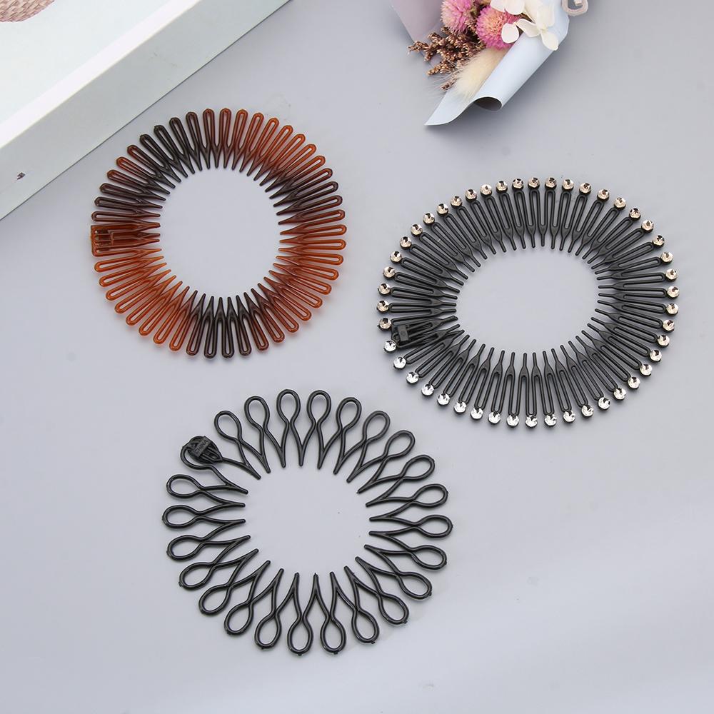 Elastic Hair Band Flexible Plastic Comb Foldable Rhinestone Hair Clip Hair Accessories For Travel Makeup Bath For Swimming
