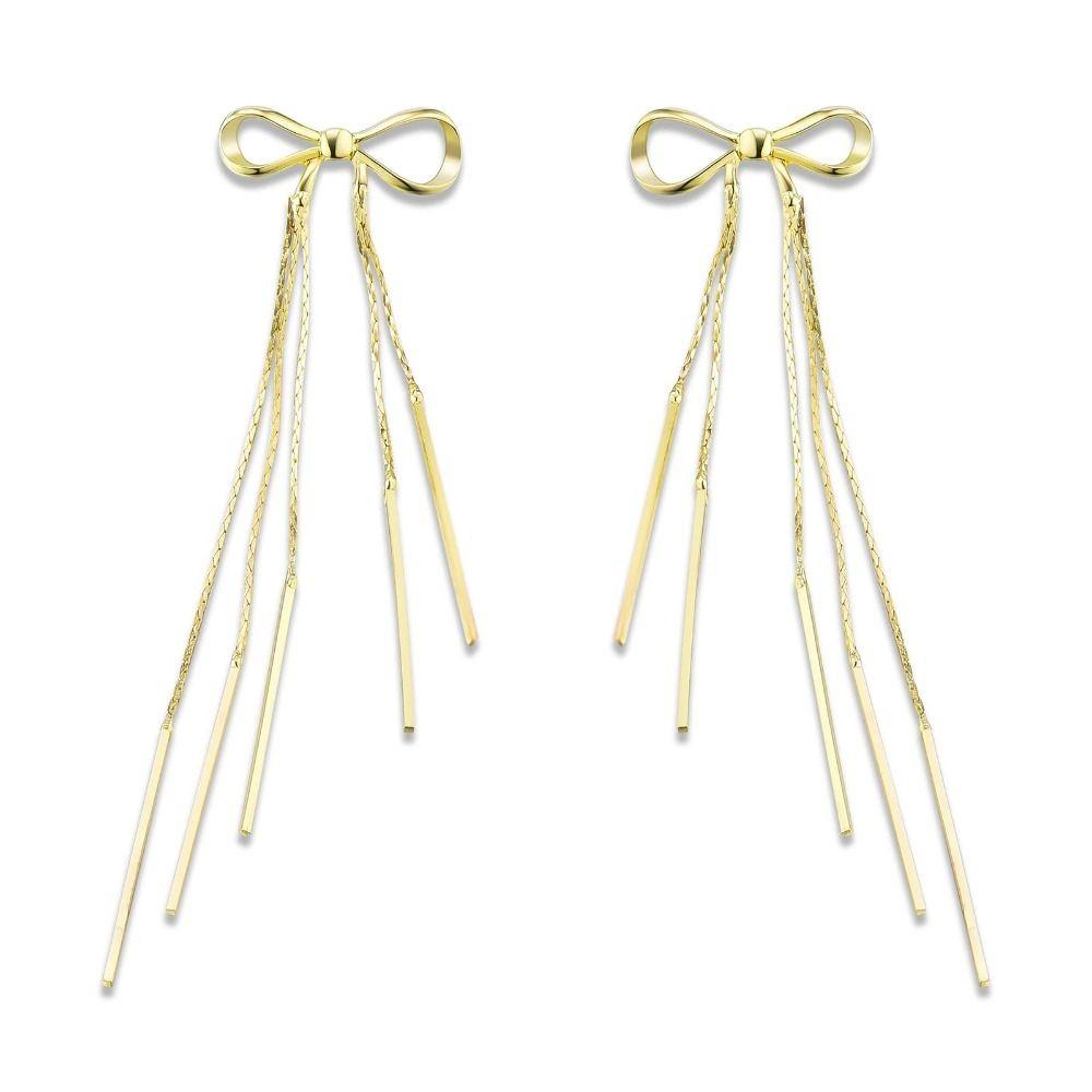 Jewellery Gift Bow Knots Cluster Earrings Tassel Silver Needles Dangle Earrings Hook Earrings Women Girl