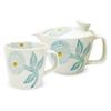 Kunzan Kiln Teapot and Mug Microwave Hasami Made In Japan Mug Tea Strainer Light Blue J-kitchens Set, Safe, Ware, (Teapot 240ml, 270ml), Included,