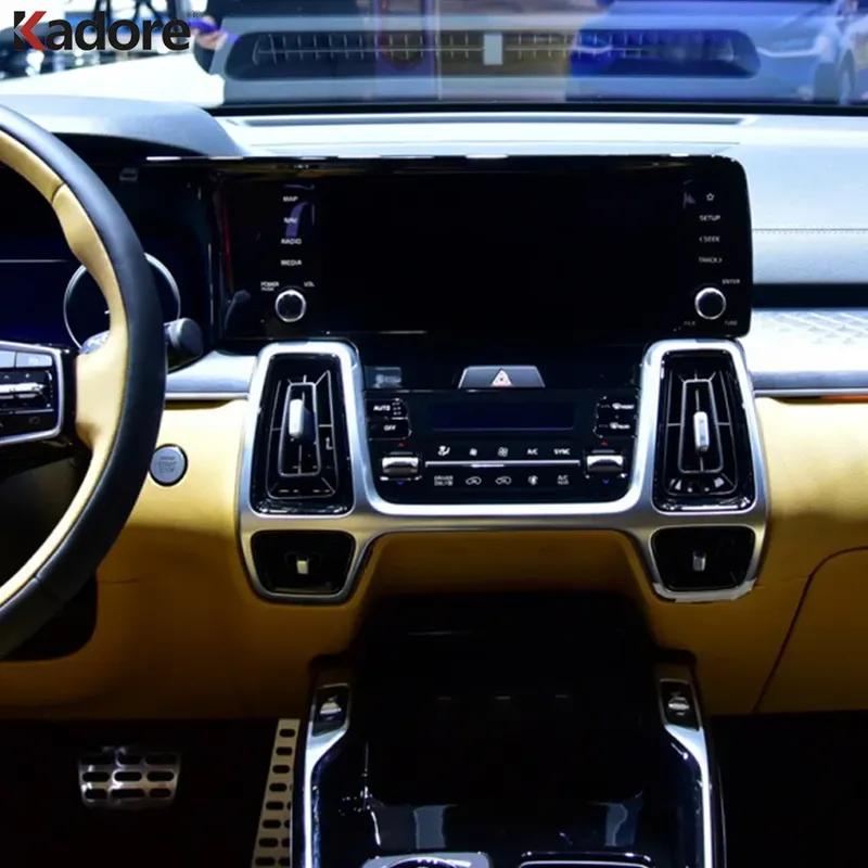 Для Kia Sorento Накладка на центральную решетку вентиляции кондиционера передней панели из углеродного волокна, элементы отделки салона, аксессуары