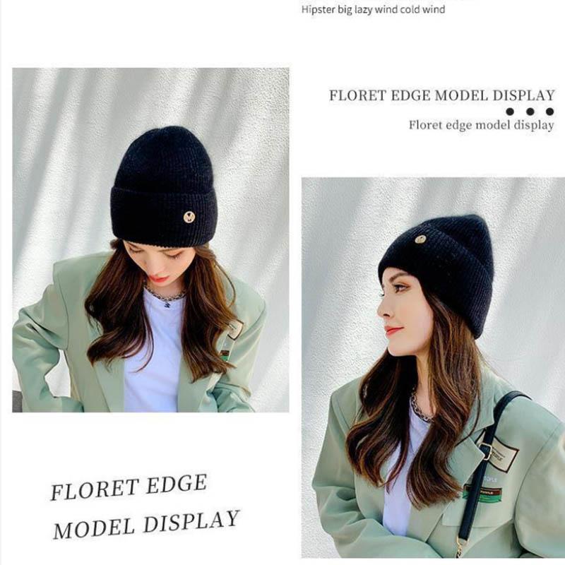 Осенне-зимняя вязаная шапка из кроличьего меха, сетка, красная шерстяная шапка с надписью M Mark, модная теплая шапка, осенне-зимняя шапка для защиты ушей
