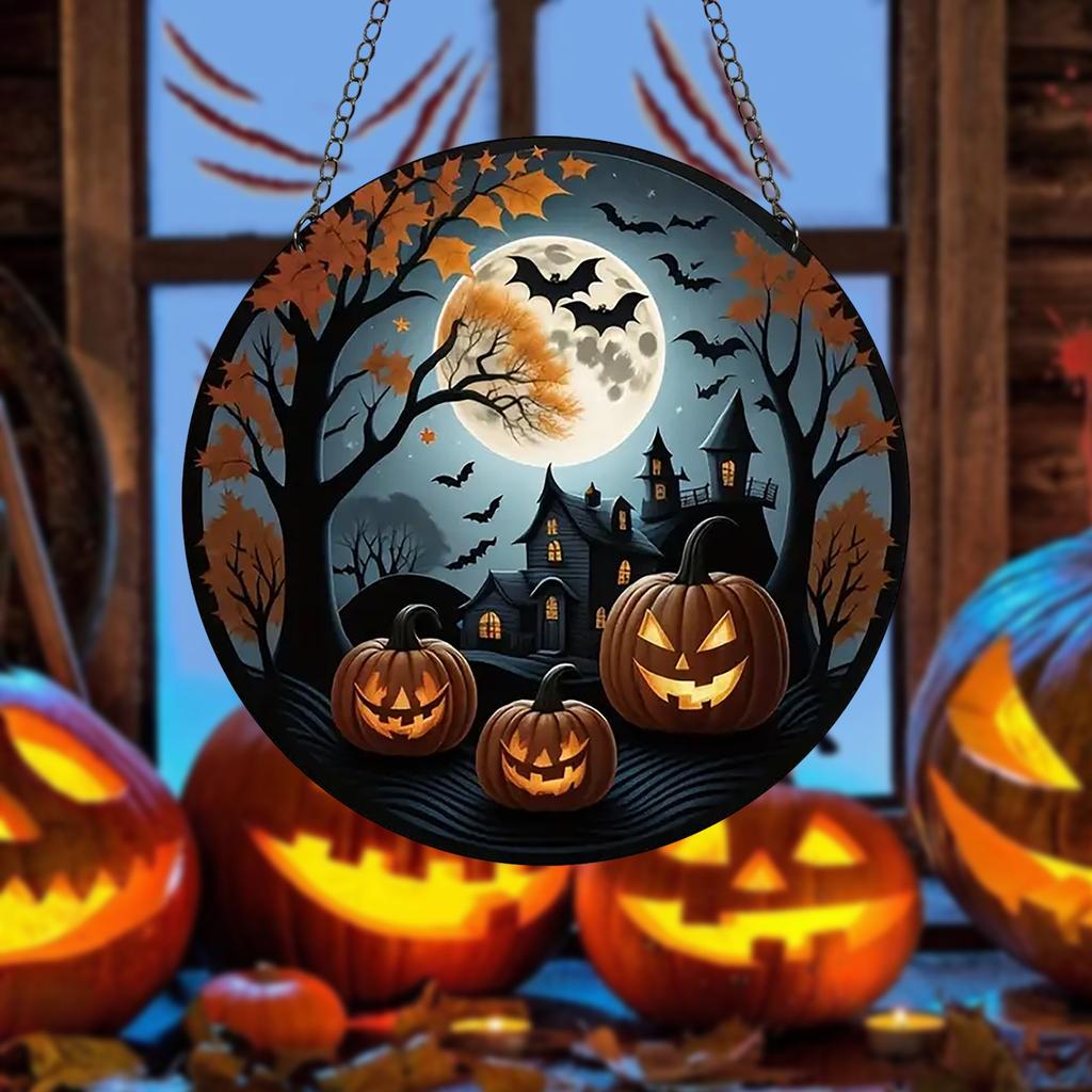 2D Holiday Pendants Halloween Acrylic Stained Glass Window Decorations Garden Decorations Home Porch Decorations