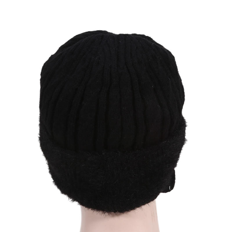 Unisex Winter Hat Outdoor Thick Ski Sports Knitted Hat Plush Fur Lined Warm Earflap Cap Stylish Soft Knit Hat