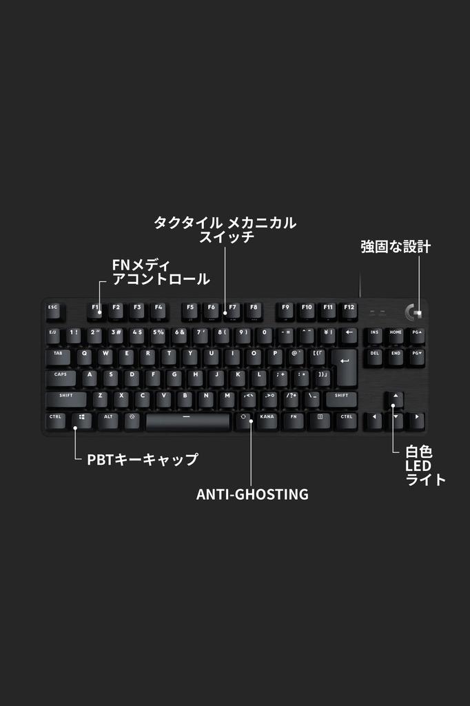 LOGITECH G Игровая клавиатура G413TKLSE Проводная клавиатура Tenkeyless Тактильная надежная клавиатура с японской раскладкой Высокая прочность PTB Keycap Игровая клавиатура