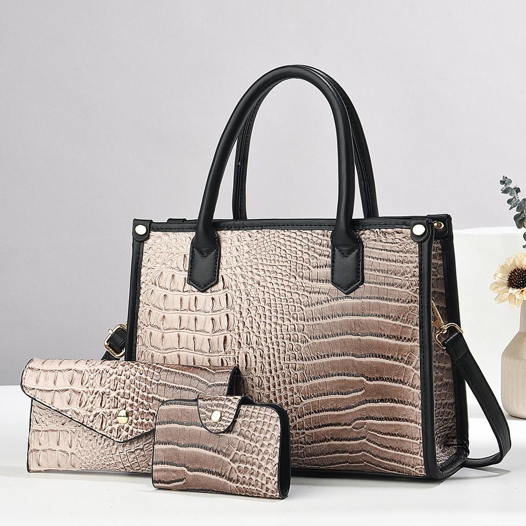 Новая высококачественная сумка для мамы с крокодиловым узором, комплект из трех предметов, модная и стильная сумка большой вместимости, универсальная, через плечо