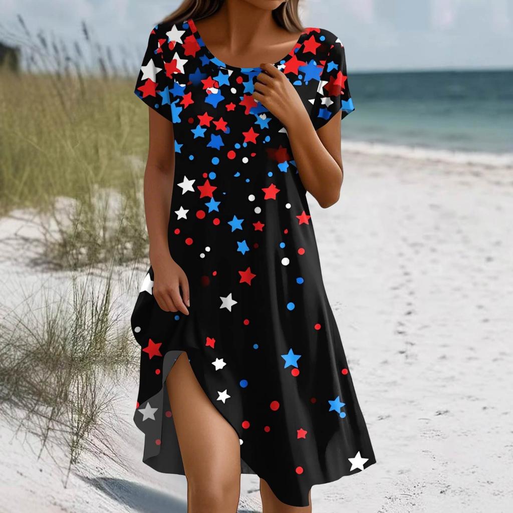 Платье в стиле бохо с коротким рукавом для женщин, повседневное, свободного кроя, летнее, сарафан с цветочным принтом и карманами