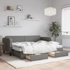 VidaXL Daybed with Trundle and Drawers Dark Grey 80x200 Cm Fabric 3196866