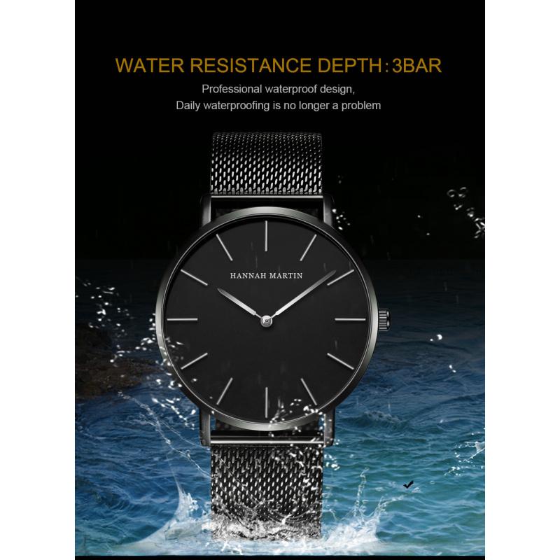 Japanese Movement 40mm Stainless Steel Braided Mesh Strap Men's Waterproof Simple Quartz Thin Durable Watch