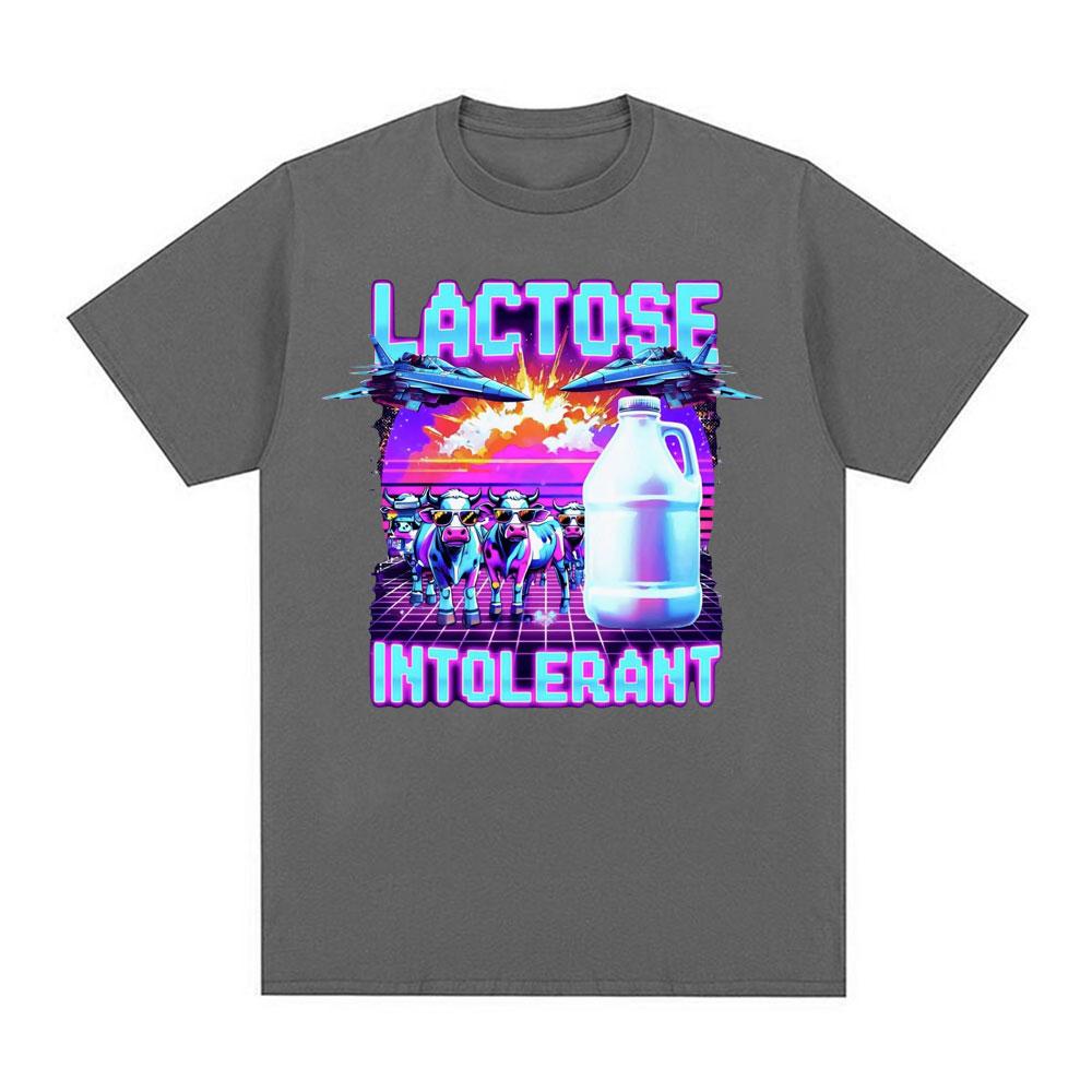 Lactose Intolerant Meme New Graphic TShirt Retro Milk 90s Funny T Shirts Unisex Women Casual 100 Cotton Humor Short Sleeve Tshirt