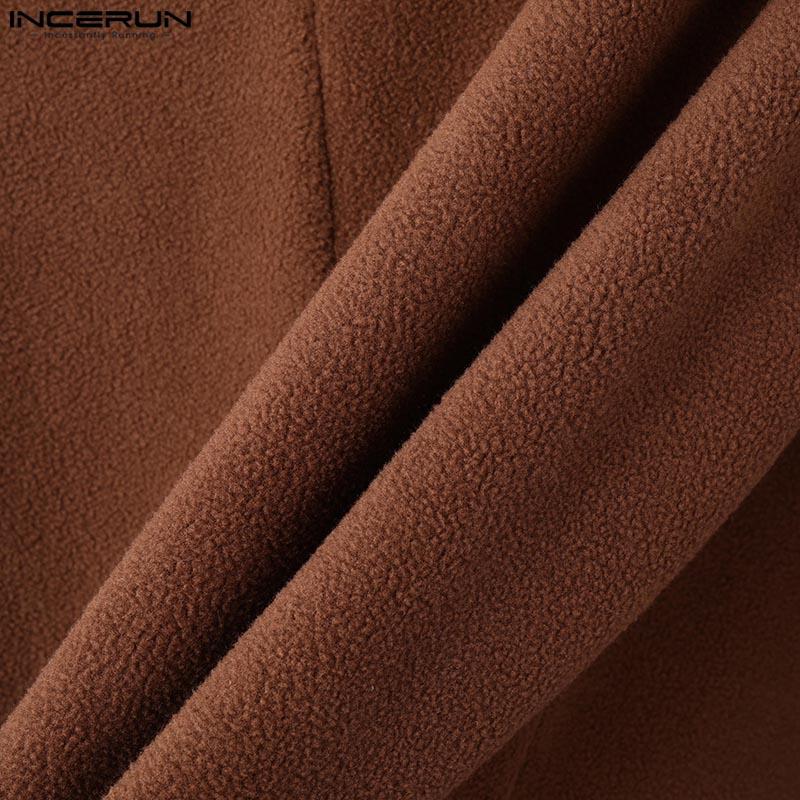 INCERUN Мужские весенние повседневные пальто из флиса с нестандартными лацканами и боковыми пуговицами